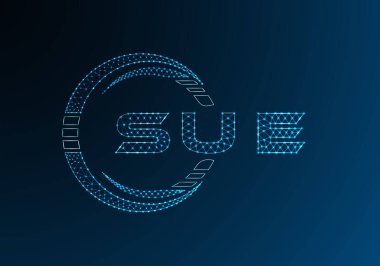 Sue düşük poli harfli logo vektör tasarımı. Sue daha düşük polyester logo tasarımı. Düşük polyester logo.