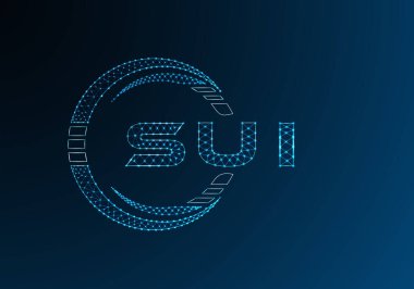 SUI düşük poli harfli logo vektör tasarımı. SUI düşük polyester logo tasarımı. Düşük polyester logo.