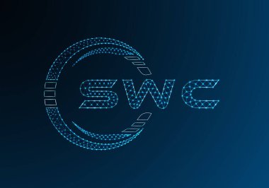 SWC düşük poli harfli logo vektör tasarımı. SWC düşük polyester logo tasarımı. Düşük polyester logo.
