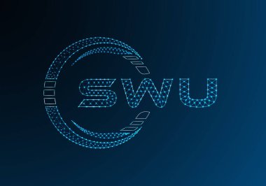 SWU düşük poli harfli logo vektör tasarımı. SWU alt polyester logo tasarımı. Düşük polyester logo.