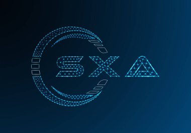 SXA düşük poli harfli logo vektör tasarımı. SXA düşük polyester logo tasarımı. Düşük polyester logo.