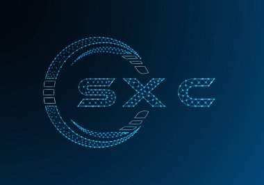 SXC düşük poli harfli logo vektör tasarımı. SXC düşük poli logo tasarımı. Düşük polyester logo.