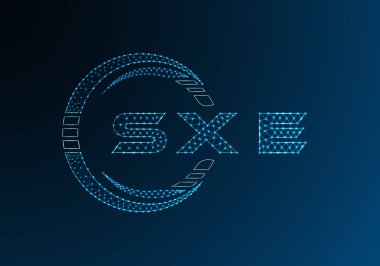 SXE düşük poli harfli logo vektör tasarımı. SXE düşük poli logo tasarımı. Düşük polyester logo.