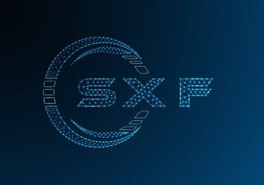 SXF düşük poli harfli logo vektör tasarımı. SXF düşük poli logo tasarımı. Düşük polyester logo.