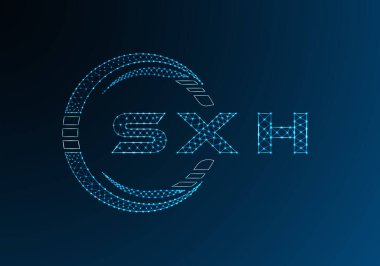 SXH düşük poli harfli logo vektör tasarımı. SXH düşük poli logo tasarımı. Düşük polyester logo.