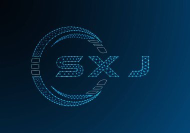 SXJ düşük poli harfli logo vektör tasarımı. SXJ alt poli logo tasarımı. Düşük polyester logo.