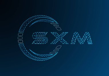 SXM düşük poli harfli logo vektör tasarımı. SXM düşük poli logo tasarımı. Düşük polyester logo.
