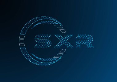 SXR düşük poli harfli logo vektör tasarımı. SXR düşük poli logo tasarımı. Düşük polyester logo.