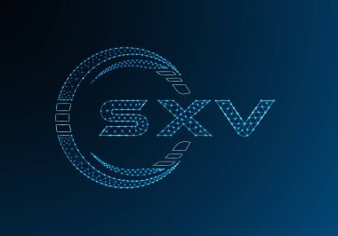 SXV düşük poli harfli logo vektör tasarımı. SXV düşük polyester logo tasarımı. Düşük polyester logo.