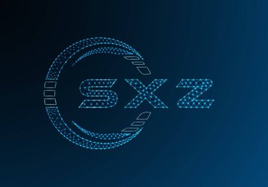 SXZ düşük poli harfli logo vektör tasarımı. SXZ düşük poli logo tasarımı. Düşük polyester logo.