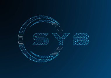 Sembol düşük poli harfli logo vektör tasarımı. SYB düşük poli logo tasarımı. Düşük polyester logo.