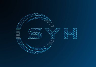 Sembol düşük poli harfli logo vektör tasarımı. SYH düşük poli logo tasarımı. Düşük polyester logo.