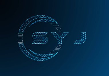 SYJ düşük poli harfli logo vektör tasarımı. SYJ düşük polyester logo tasarımı. Düşük polyester logo.