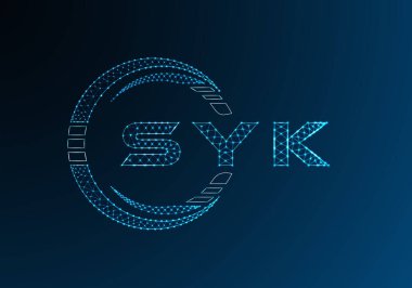 SYK düşük poli harfli logo vektör tasarımı. SYK düşük poli logo tasarımı. Düşük polyester logo.