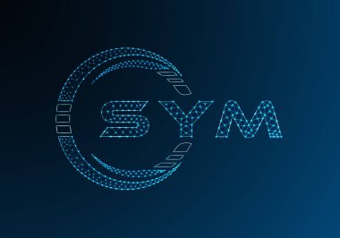 Sembol düşük poli harfli logo vektör tasarımı. SYM düşük poli logo tasarımı. Düşük polyester logo.