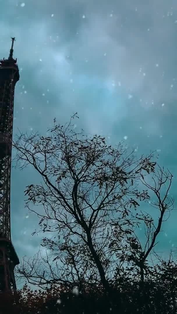 Eiffelturm Silhouette Auf Dunklem Himmelshintergrund — Stockvideo