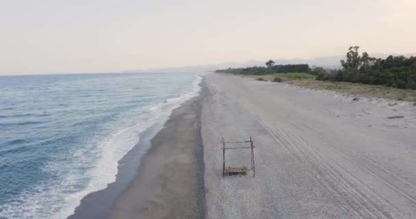 Aerial View Sandy Beach Wavy Sea Daytime Italy — Wideo stockowe