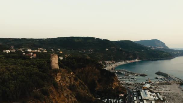Vista Aérea Ciudad Palmi Calabria Con Mar Verano — Vídeos de Stock