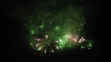 Yeni yılı kutlamak için gece gökyüzünde havai fişekler patladı..