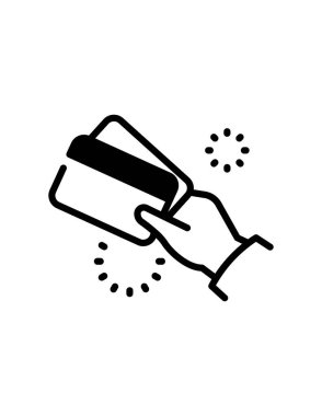 Bir kredi kartı simgesini tutan el.