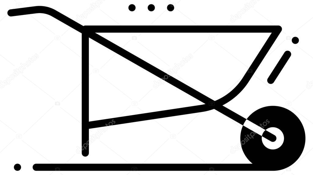 A cartoon vector illustration of wheelbarrow