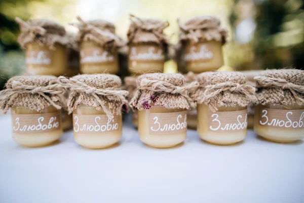 Delicioso bar de doces de recepção de casamento — Fotografia de Stock