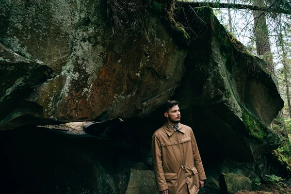 Lonely man in forest — Stock Photo, Image