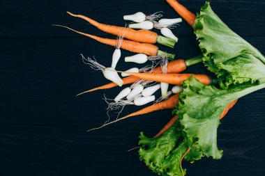 genç havuç, soğan ve salata