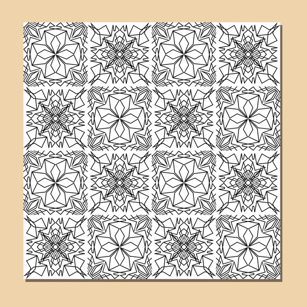 Кубистская бесшовная плитка черно-белого цвета, квадратный декоративный элемент, состоящий из многоугольных форм — стоковый вектор