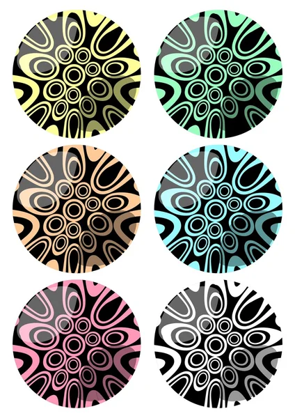Ensemble de sphères avec motif tourbillonnant décoration dans différentes variantes de couleur — Image vectorielle