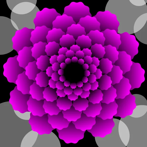 Abstract oranje vector gekartelde bloemenpatroon in fractal stijl op zwarte achtergrond, hoge contrasterende decoratieve tegel met 3d effect — Stockvector