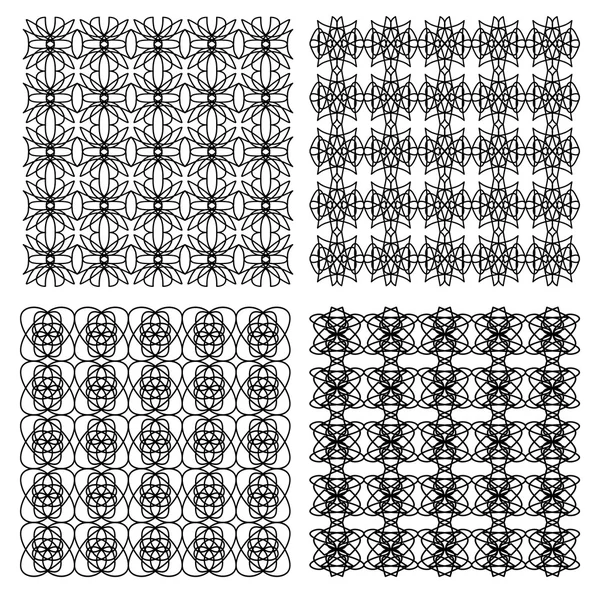 Black and white vintage geometric patterns collection, fine ornament — Stock Vector