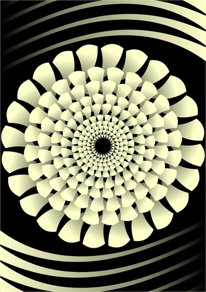 Étoile jaune clair avec dégradé, composition concentrique avec effet 3d, bandes courbes en haut et en bas, vecteur sur fond noir — Image vectorielle