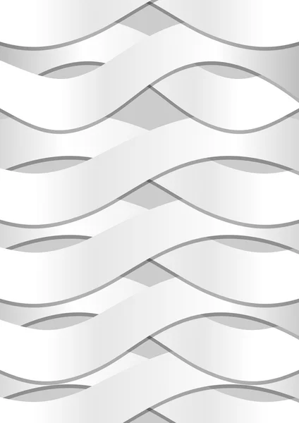 抽象の背景に白い湾曲波状短冊、明るい灰色の背景に細かい影 — ストックベクタ