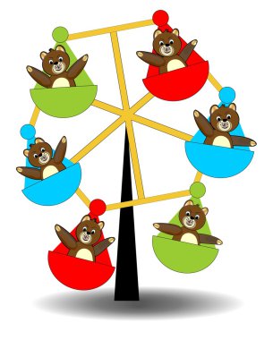 Oyuncak ayılar atlıkarınca üstünde. Oyuncak ayılar oynuyor. Carousel oyuncak ayılar ile. Kahverengi oyuncak ayılar babys. Komik renkli atlıkarınca. Eğlence ayılar 