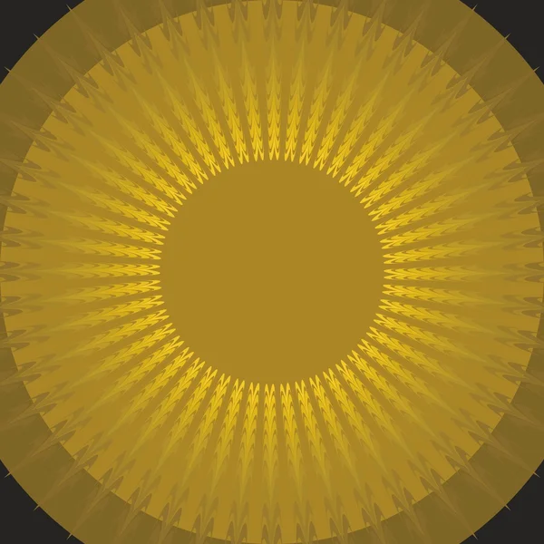 Forma mística del sol sobre fondo negro. Sol dorado. Sol fantasmal. Círculo aura amarilla. Vector estilizado sol . — Archivo Imágenes Vectoriales