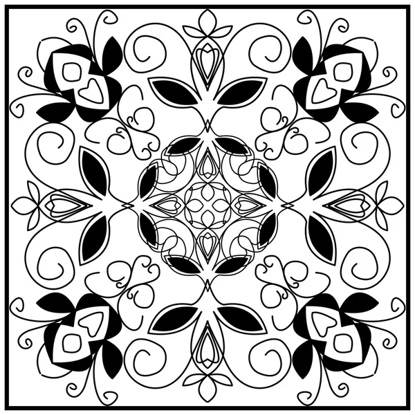 Black and white vintage tile with geometric even distributed ornament. Art deco patterns. Vector symmetric motif — Stock Vector