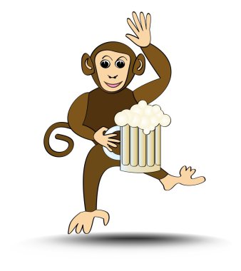 Leaping funny monkey with a pint of beer. Cute signboard for a restaurant, brasserie or beer-house clipart