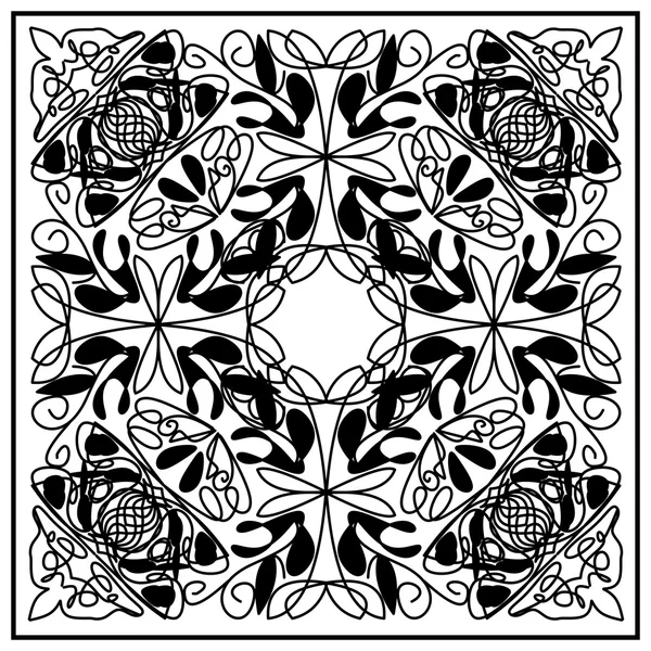 Black and white vintage tile with geometric even distributed ornament. Art deco patterns. Vector symmetric motif — Stock Vector