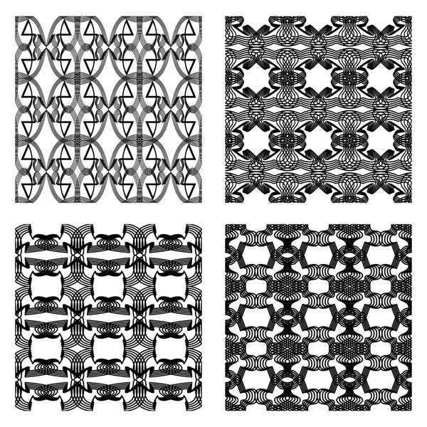 Коллекция классических черно-белых винтажных узоров, черная геометрия узоров на белом фоне, бесшовный абстрактный орнамент — стоковый вектор