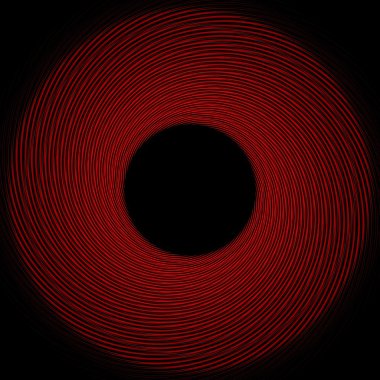 Siyah arka plan, rotasyon hareket ile kozmik tema üzerine kırmızı daire kirişler soyut