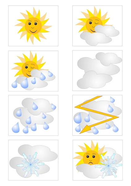 Set von Symbolen für die Wettervorhersage — Stockvektor