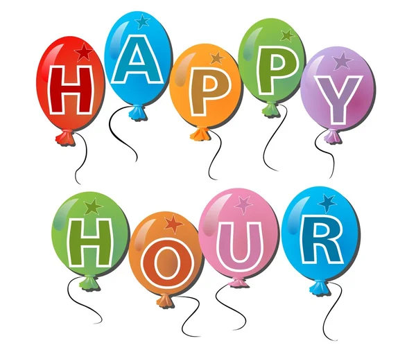 Happy hours cartellone con un'iscrizione nelle palle — Vettoriale Stock