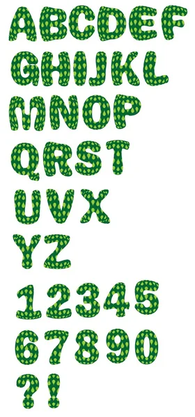 Decorative alphabet uppercase set in green design — Stock Vector