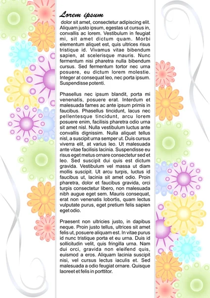 Bozza di volantino con fiori pastello colorati — Vettoriale Stock