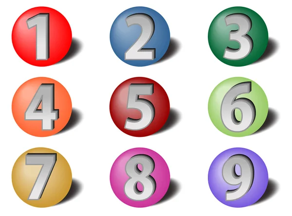 Set of numbers on colorful balls — Stock Vector