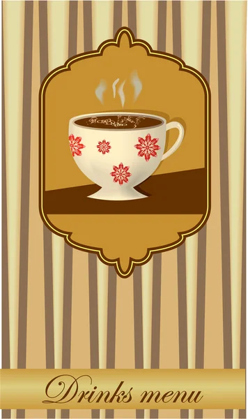 Design de cartão de bebida com uma xícara de café — Vetor de Stock