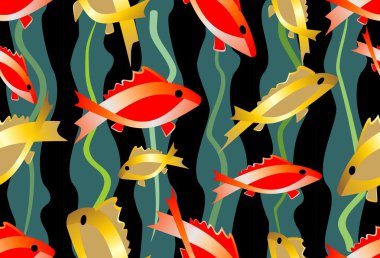 Akvaryum altın ve kırmızı balıklar ile