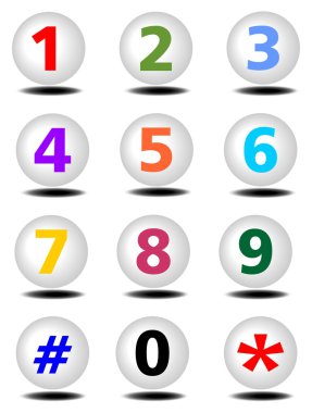 Phone buttons set with colored numbers clipart