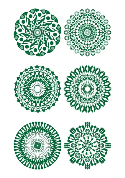 A set of green fine circle patterns — Stock Vector